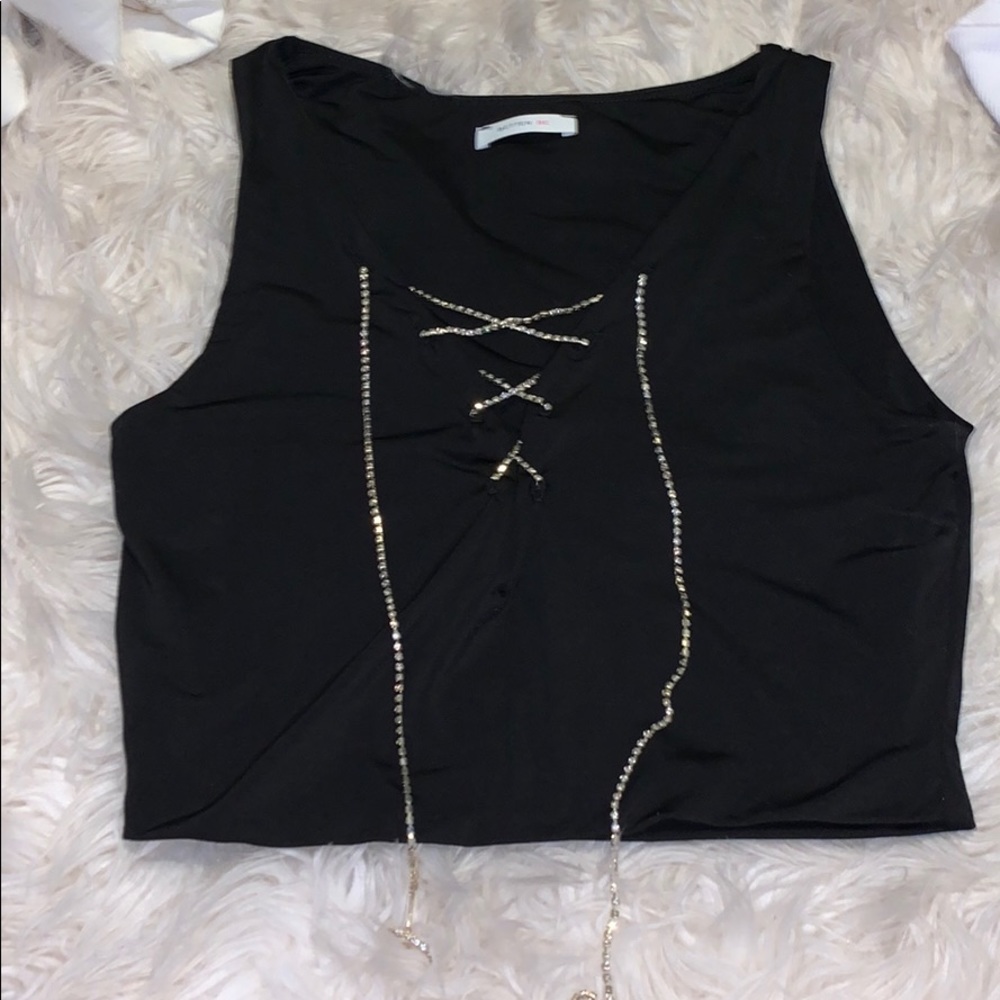 Rhinestone lace up top